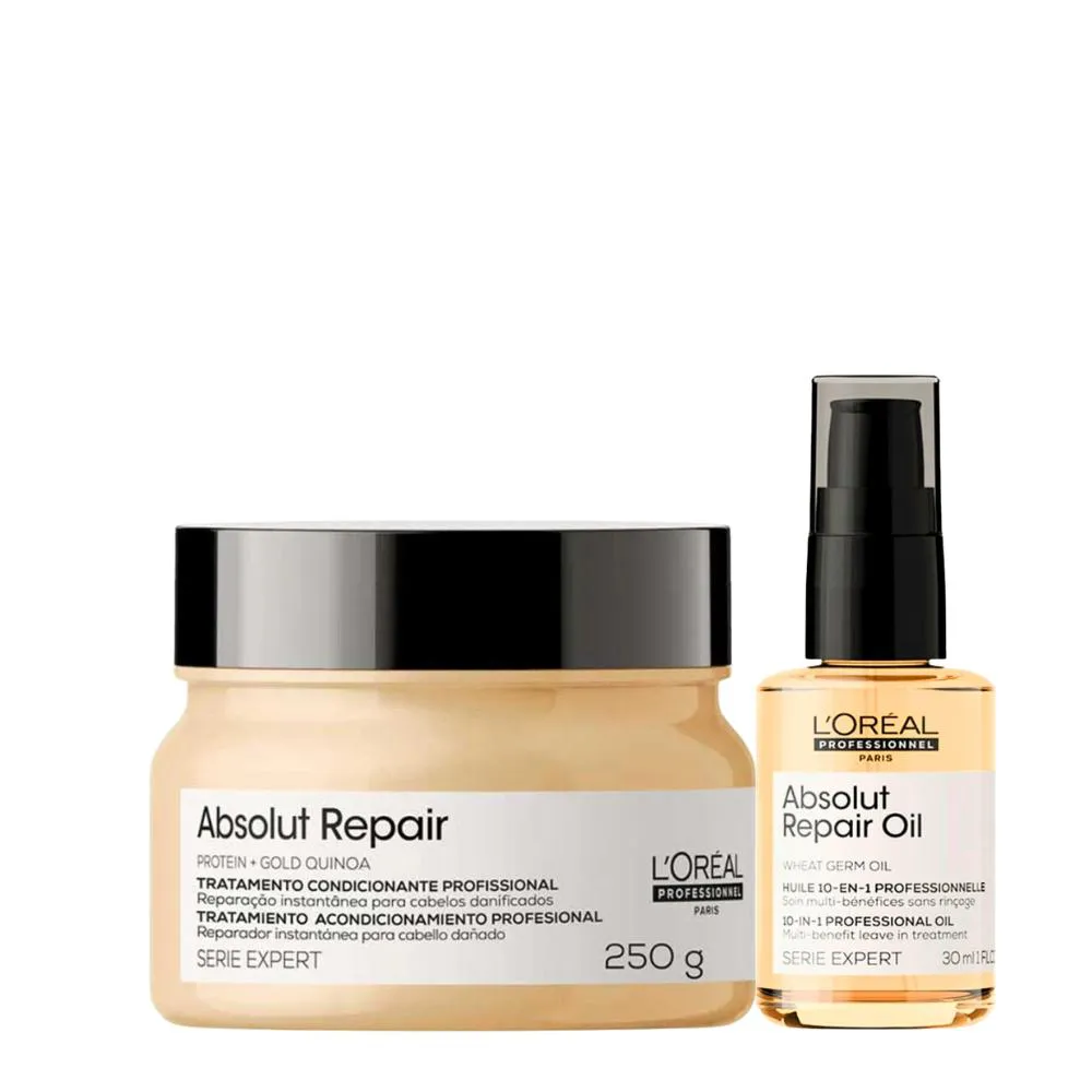 KIT L&ORéAL PROFESSIONNEL ABSOLUT REPAIR MáSCARA 250G E ÓLEO 30ML 10 EM 1