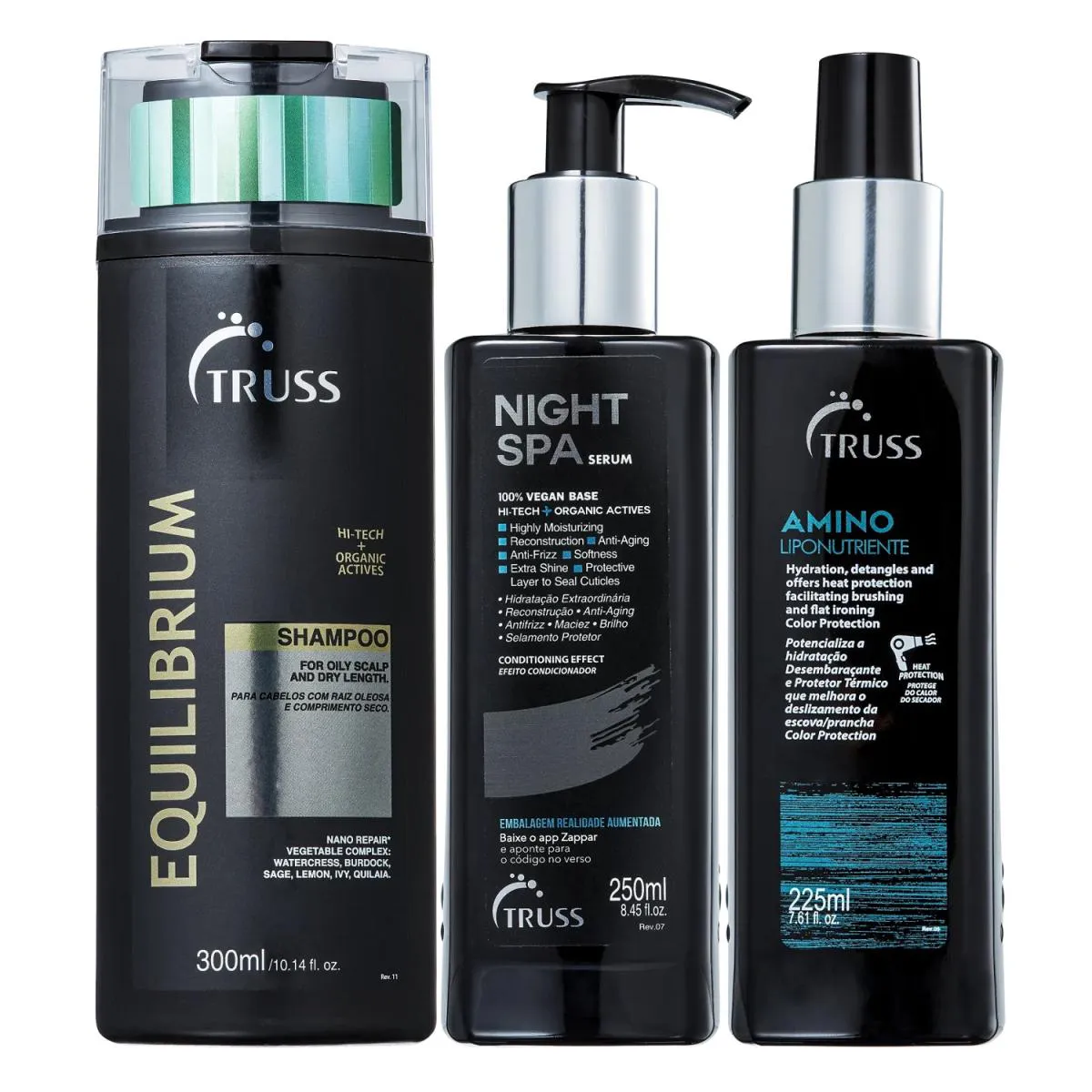 KIT TRUSS EQUILIBRIUM - SHAMPOO 300ML + NIGHT SPA 250ML + FINALIZADOR AMINO 225ML