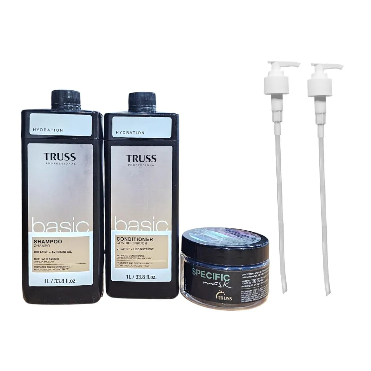 KIT TRUSS BASIC - SHAMPOO 1L + CONDICIONADOR 1L + MáSCARA SPECIFIC 180G + VáLVULA PUMP