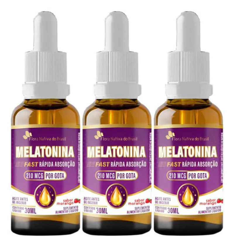 MELATONINA SABOR MORANGO 3 X 30ML FLORA NATIVA