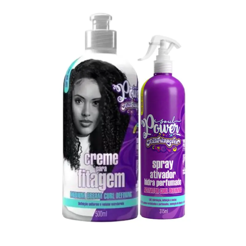 SOUL POWER TEXTURIZAçõES CURL MEDIUM FITAGEM 500ML + SPRAY HIDRA