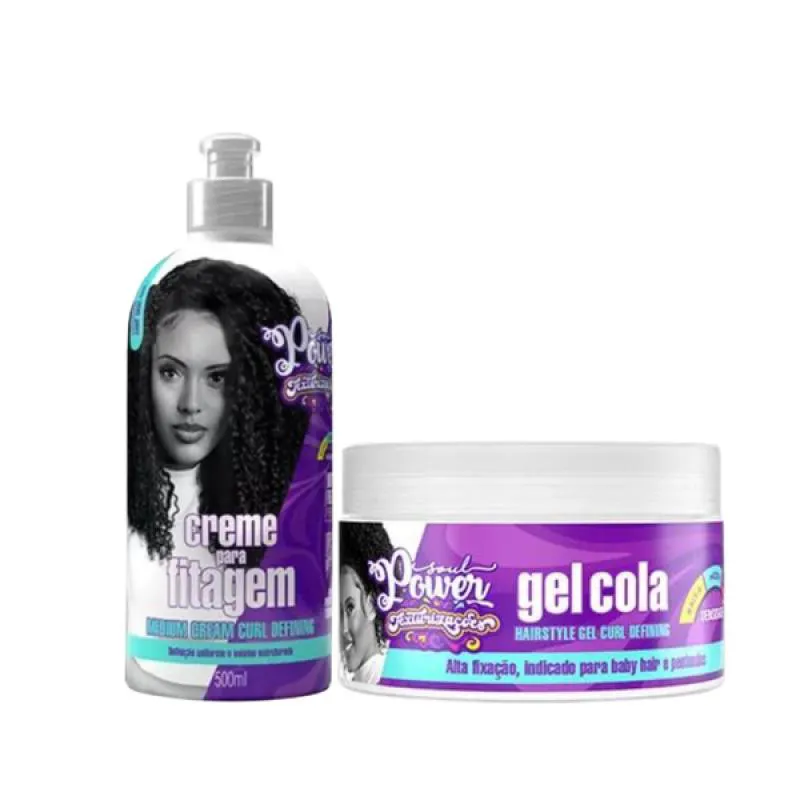 SOUL POWER TEXTURIZAçõES CURL MEDIUM FITAGEM 500ML + GEL COLA