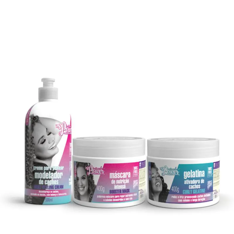 SOUL POWER CURLY STYLING CREME PENTEAR 500ML + MASCARA + GELATINA