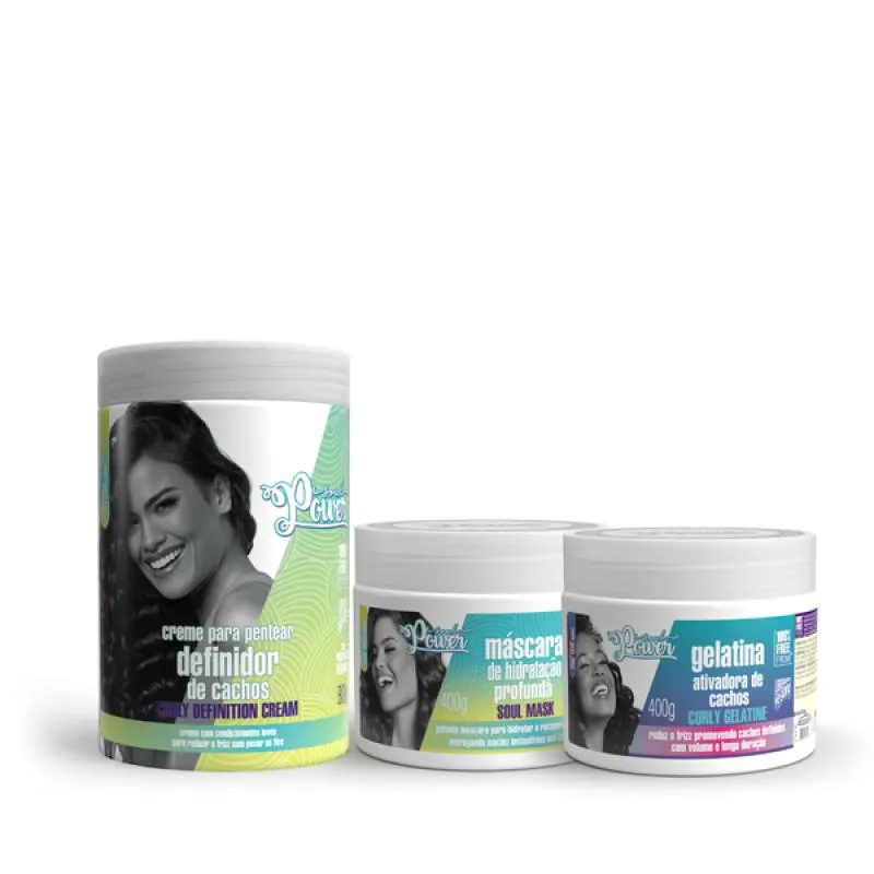 SOUL POWER CURLY DEFINITION CREME PENTEAR 800ML + MáSCARA + GELATINA