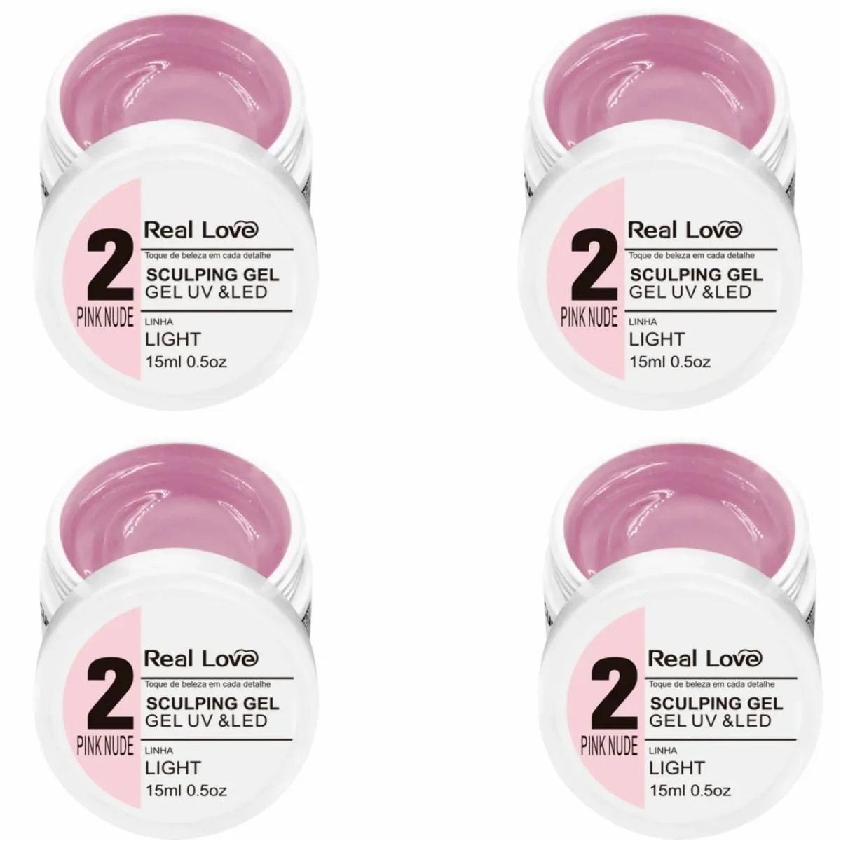 KIT 4 GEL SCULPING MODELAGEM 2 PINK NUDE 15ML - REAL LOVE