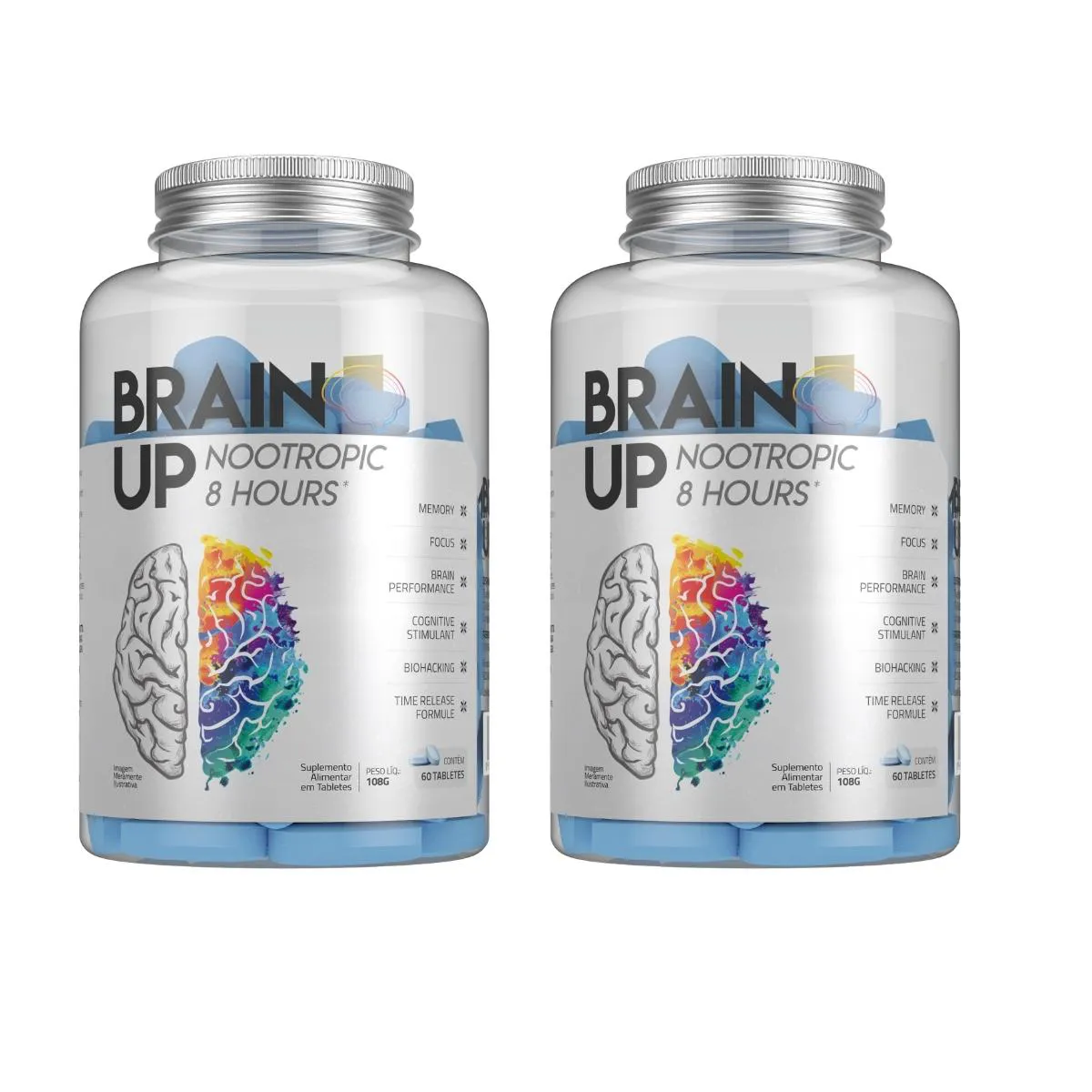 KIT 2 BRAIN UP 8H NOOTRóPICO CEREBRAL COM CAFEíNA TRUESOURCE SEM Sabor