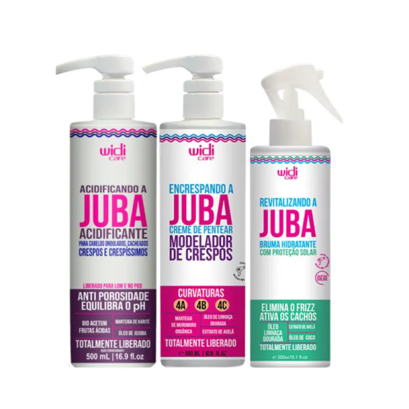 WIIDI JUBA ACIDIFICANTE + CREME P/ PENTEAR CRESPOS + BRUMA HIDRATANTE