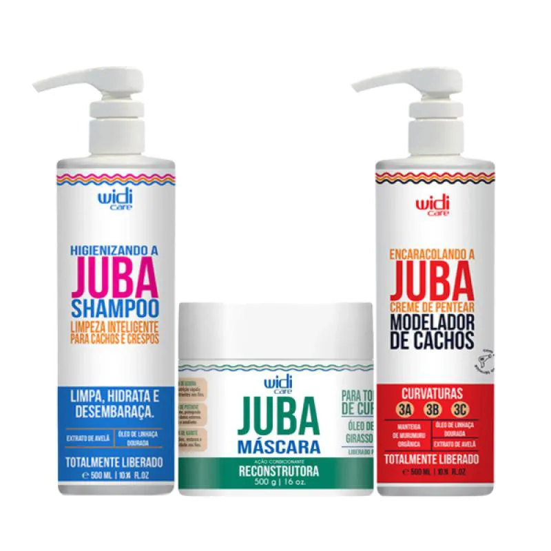 WIDI JUBA SHAMPOO + MASCARA RECONSTRUTORA + CREME PENTEAR CACHOS