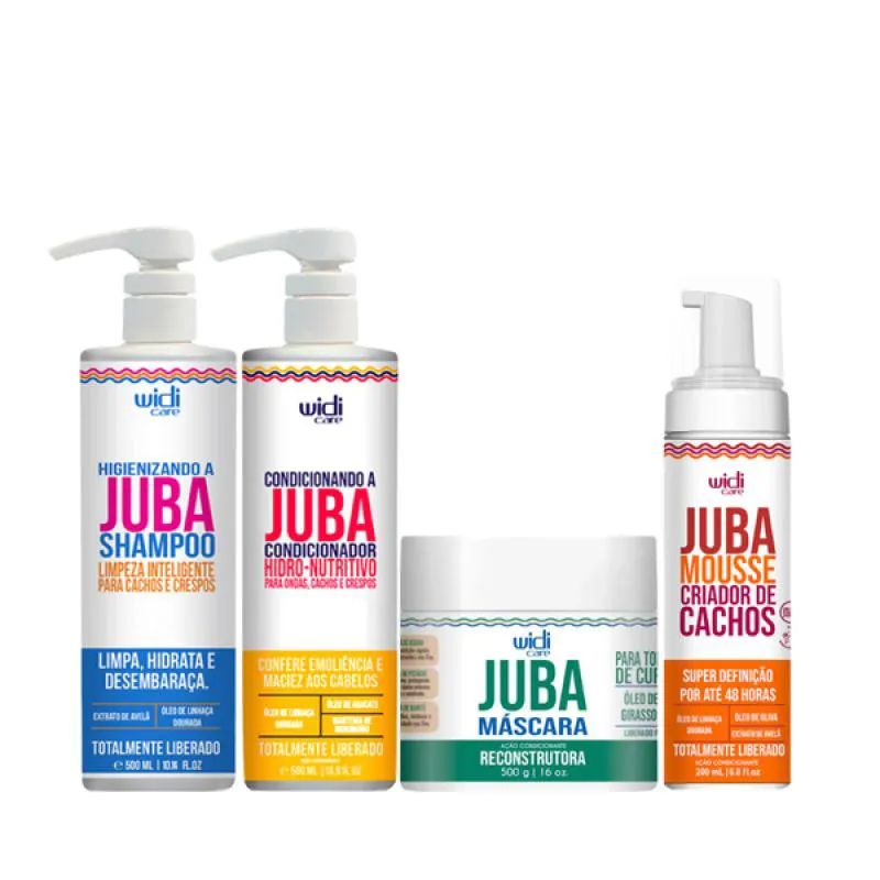 WIDI JUBA SHAMPOO + CONDICIONADOR + MASCARA RECONSTRUTORA + MOUSSE