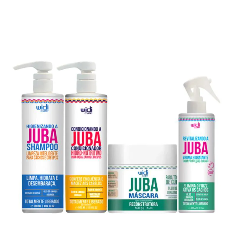 WIDI JUBA SHAMPOO + CONDICIONADOR + MASCARA RECONSTRUTORA + BRUMA HIDRATANTE