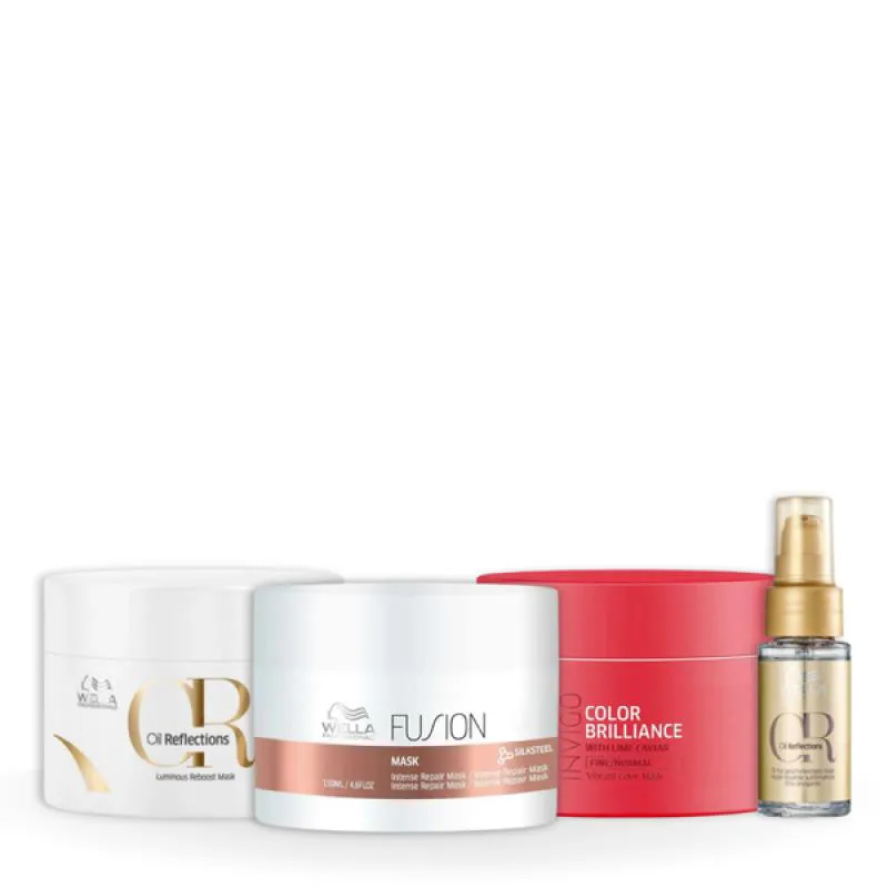 KIT WELLA CRONOGRAMA 3X MASCARAS 150ML + ÓLEO 30ML