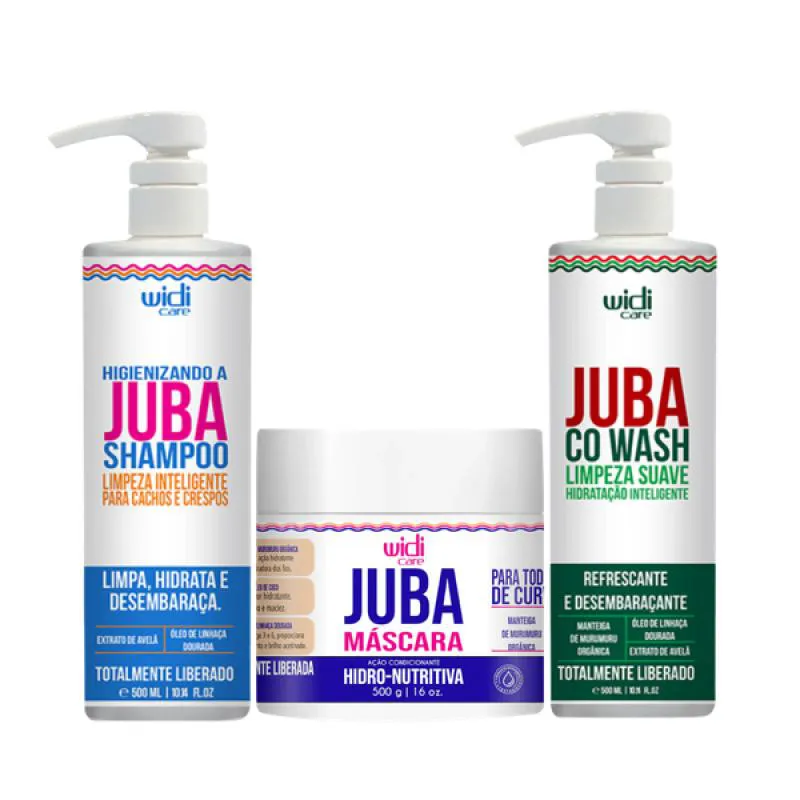 KIT JUBA SH 500ML + MASC 500ML + CO WASH CREME DE LIMPEZA 500ML