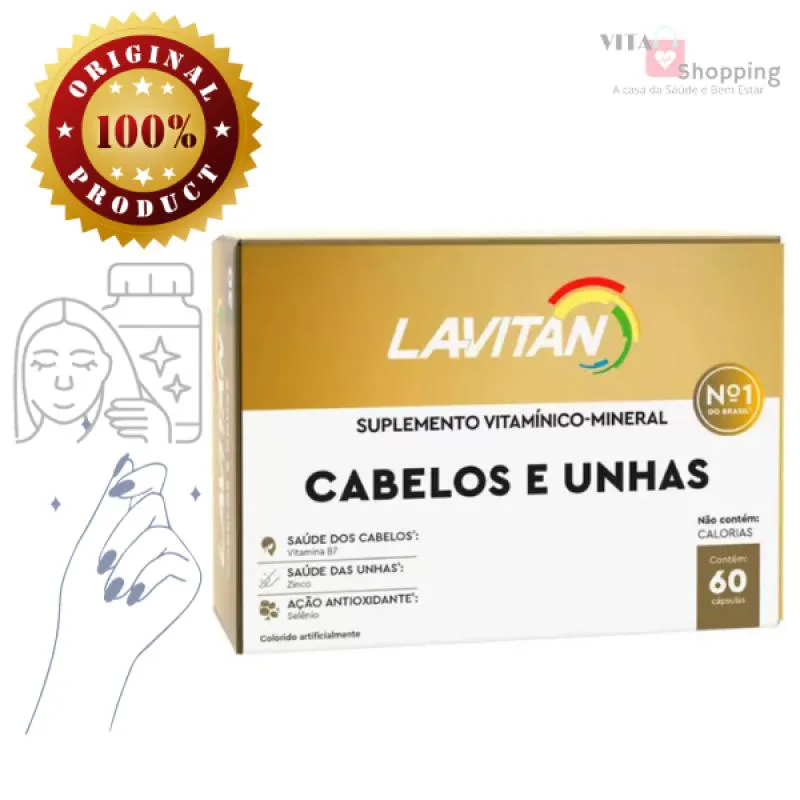 LAVITAN CABELOS E UNHAS C/ 60. MAIS FORçA, NUTRIçãO E BRILHO