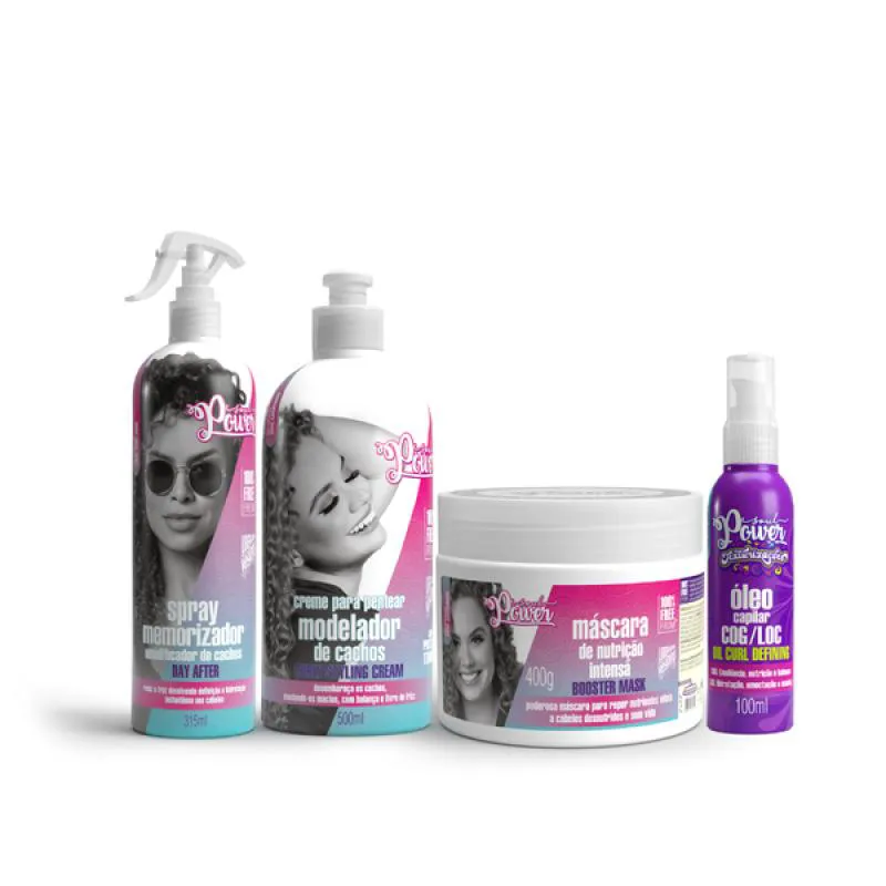 SOUL POWER CURLY STYLING CREME PENTEAR 500ML + MASCARA + DAY AFTER + TEXTURIZAçõES ÓLEO