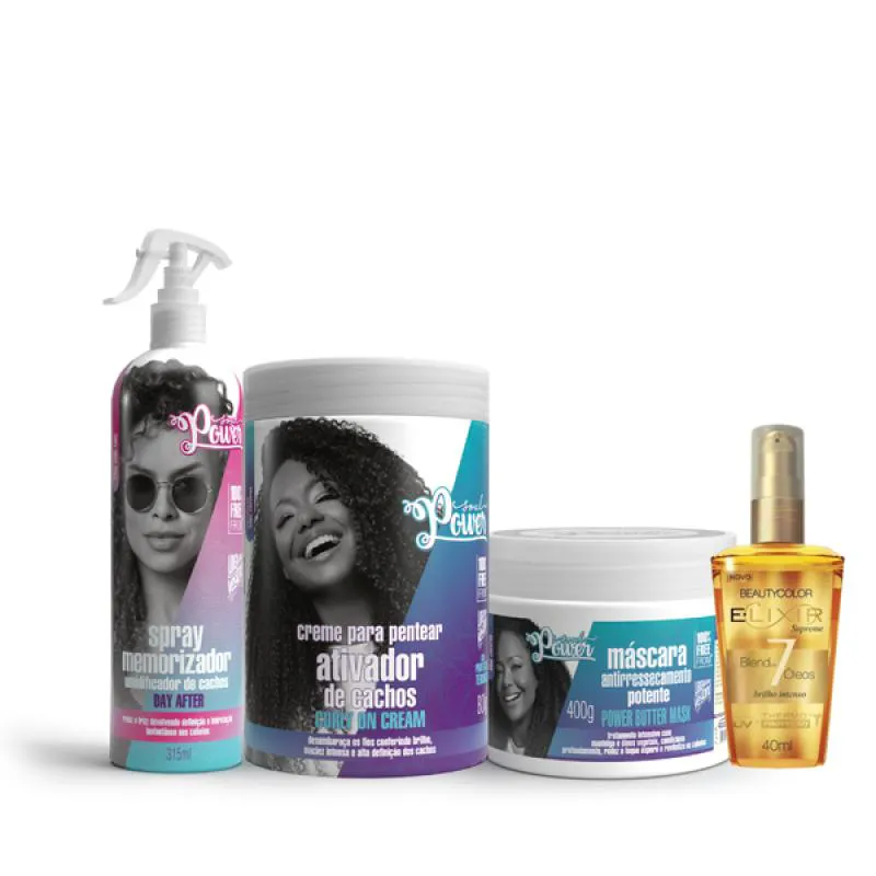 SOUL POWER CURLY ON CREME PENTEAR 800ML + MASCARA + DAY AFTER + ELIXIR ÓLEO
