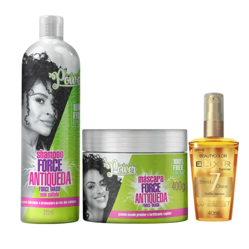SOUL POWER FORCE HAIR ANTIQUEDA SHAMPOO + MASCARA + ELIXIR ÓLEO