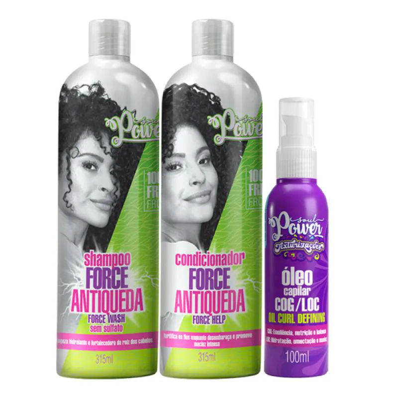 SOUL POWER FORCE HAIR ANTIQUEDA SHAMPOO + CONDICIONADOR + TEXTURIZAçõES ÓLEO