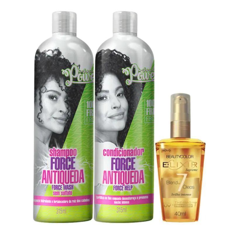 SOUL POWER FORCE HAIR ANTIQUEDA SHAMPOO + CONDICIONADOR + ELIXIR ÓLEO