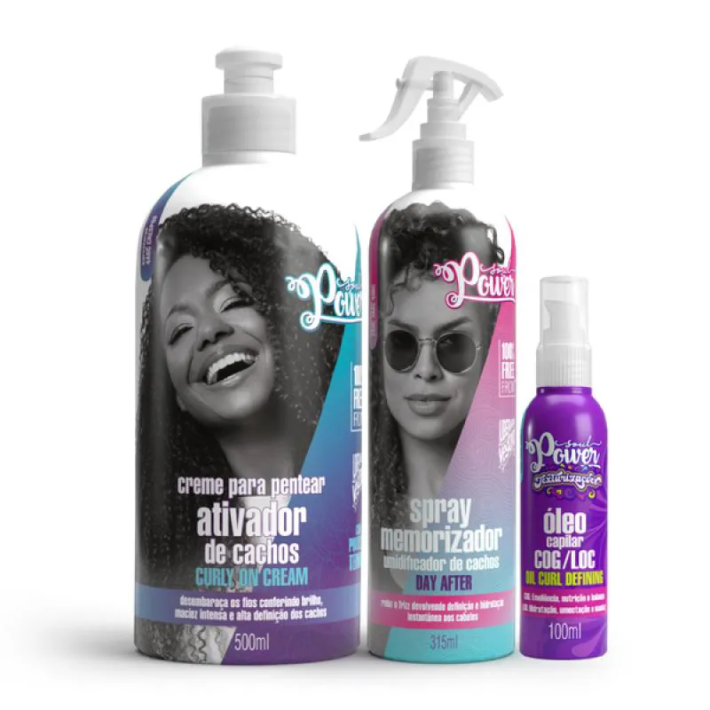 SOUL POWER CURLY ON CREME PENTEAR 500ML + DAY AFTER + TEXTURIZAçõES ÓLEO