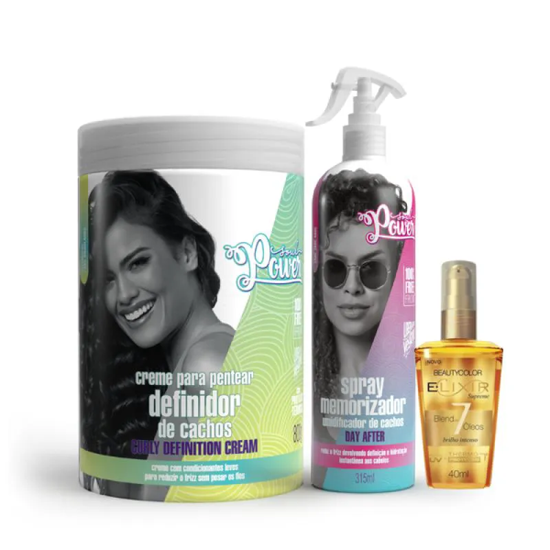 SOUL POWER CURLY DEFINITION CREME PENTEAR 800ML + DAY AFTER + ELIXIR ÓLEO