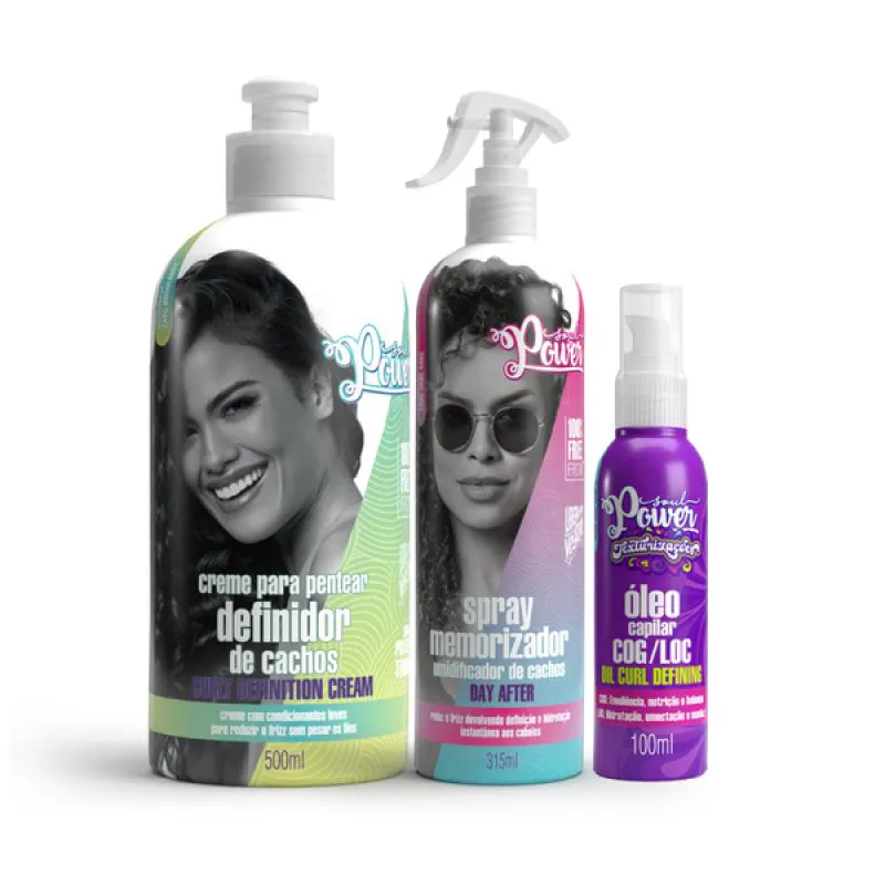 SOUL POWER CURLY DEFINITION CREME PENTEAR 500ML + DAY AFTER + TEXTURIZAçõES ÓLEO