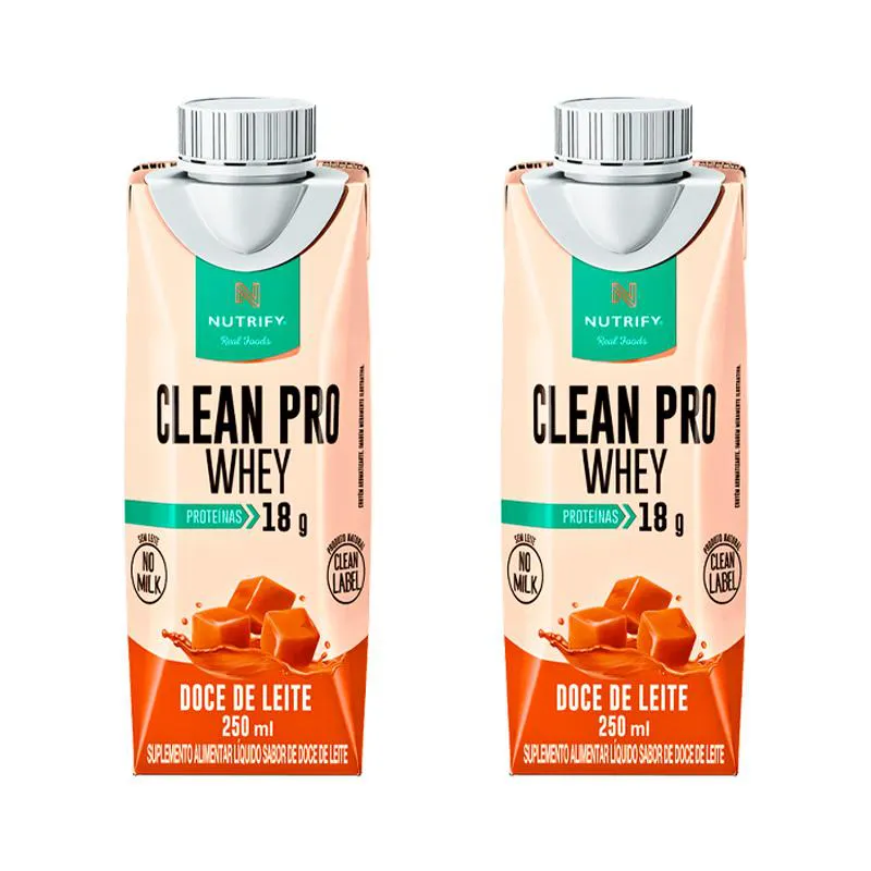 KIT 2X: CLEANPRO WHEY LíQUIDO DOCE DE LEITE NUTRIFY 250ML