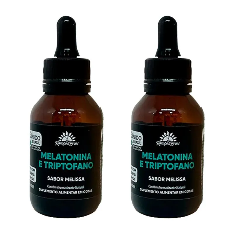 KIT 2X: MELATONINA E TRIPTOFANO LíQUIDO ORGâNICO KAMPO DE ERVAS 60ML