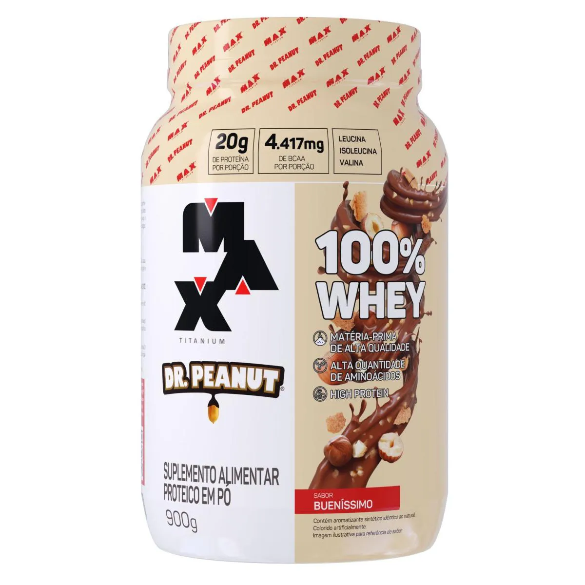 100% WHEY PROTEIN POTE 900G - GROW THISOLDIE - MAX TITANIUM + DR PEANUT SABOR BUENíSSIMO 900 G Buenissimo