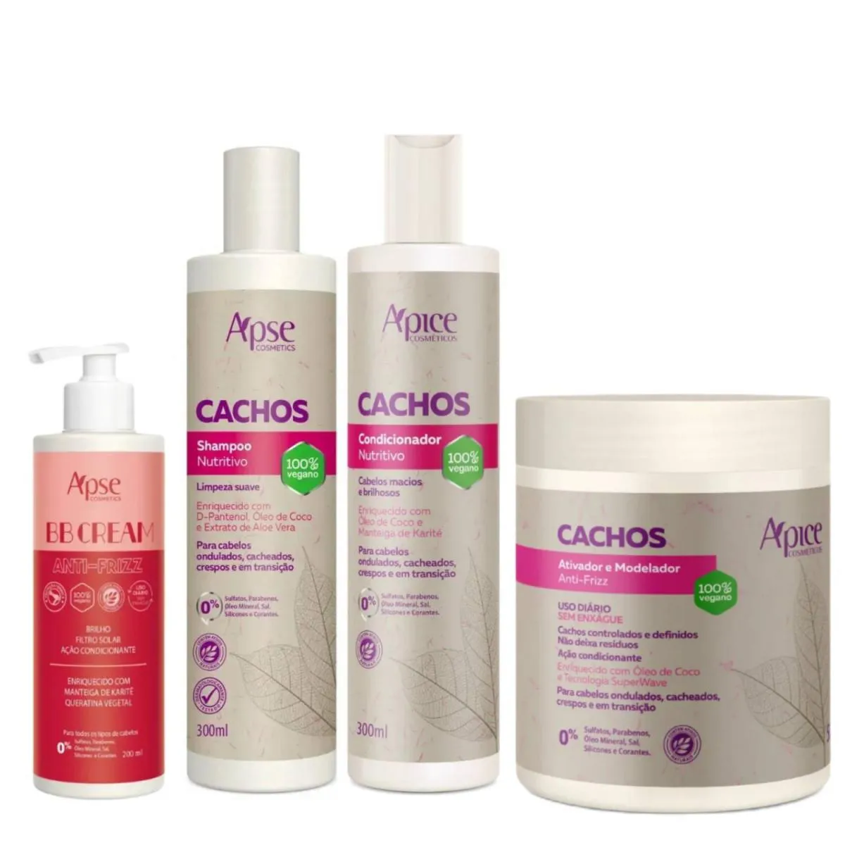 APICE KIT CACHOS SHAMPOO E CONDICIONADOR E ATIVADOR + BB CREAM