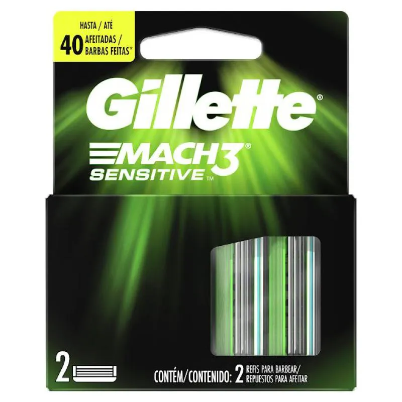 CARGA PARA APARELHO DE BARBEAR GILLETTE MACH3 SENSITIVE C/ 2 UNIDADES