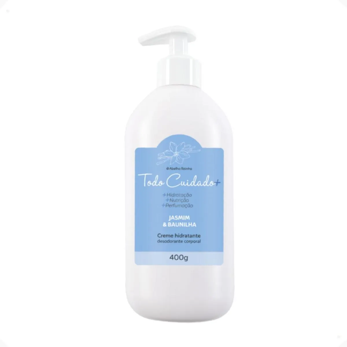 CREME HIDRATANTE DESODORANTE CORPORAL JASMIM E BAUNILHA TODO CUIDADO+ ABELHA RAINHA 400G REF 4309