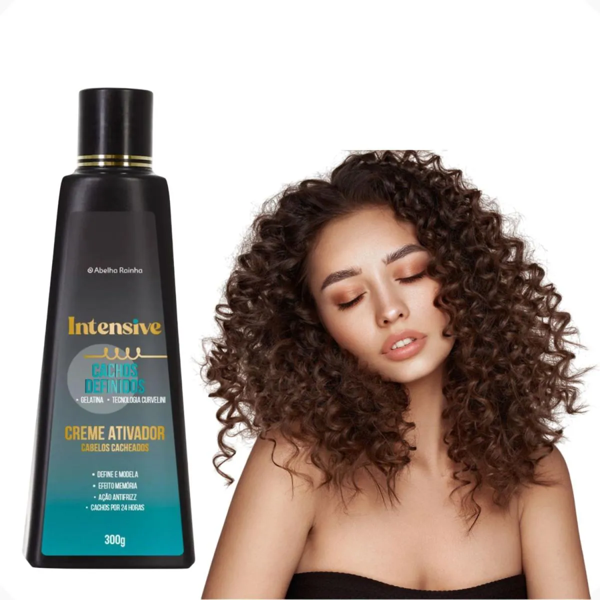 CREME ATIVADOR DE CACHOS COM GELATINA PARA CACHOS DEFINIDOS INTENSIVE 300G ABELHA RAINHA REF 1388