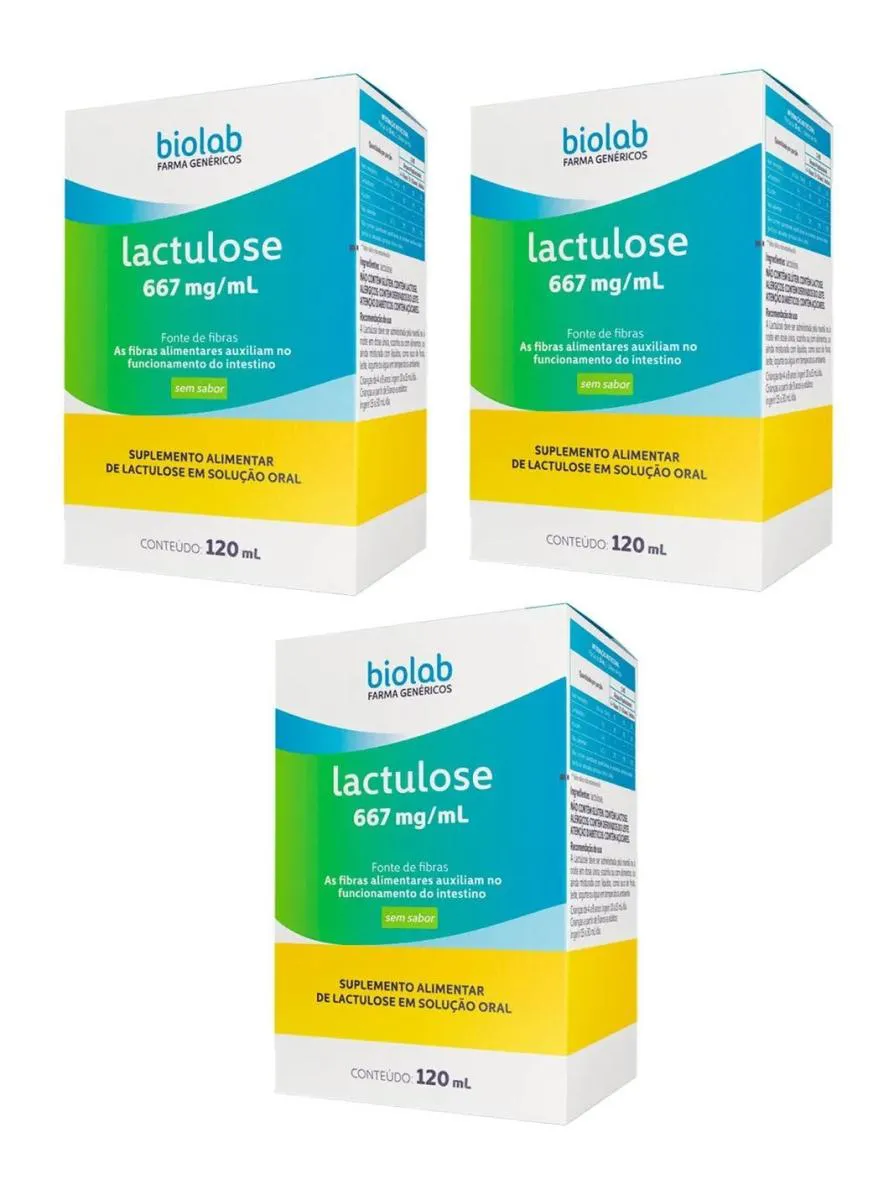KIT 3 SUPLEMENTO ALIMENTAR LACTULOSE 120 ML - BIOLAB