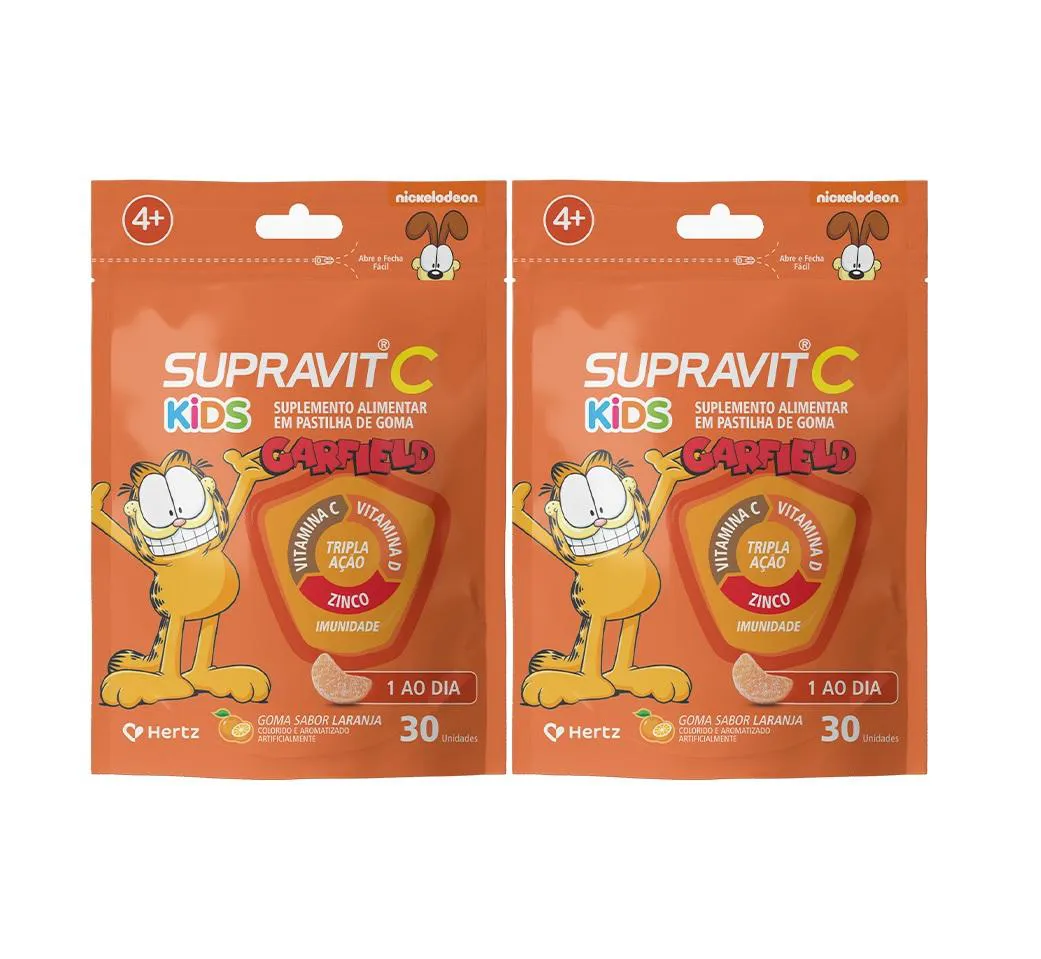 KIT 2 SUPRAVIT C KIDS SABOR LARANJA 30 GOMAS - KLEY HERTZ