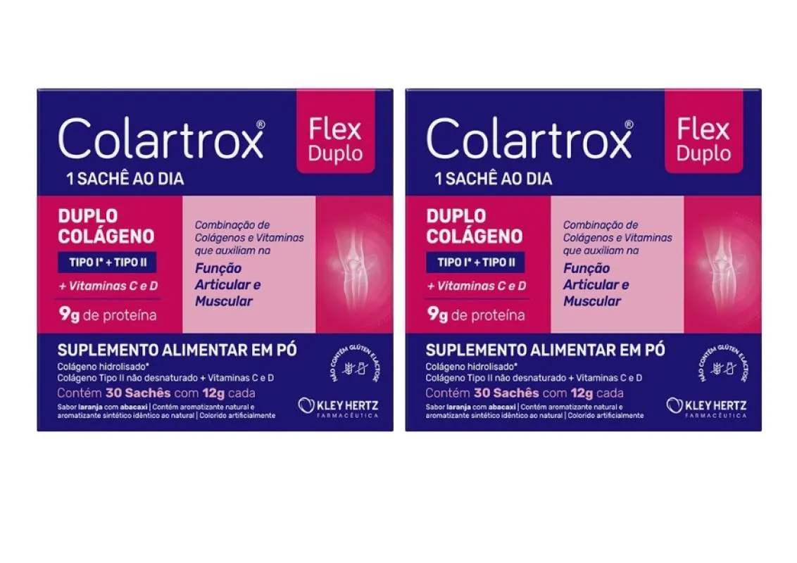 KIT 2 COLARTROX COLáGENO FLEX DUPLO 30 SACHêS - KLEY HERTZ