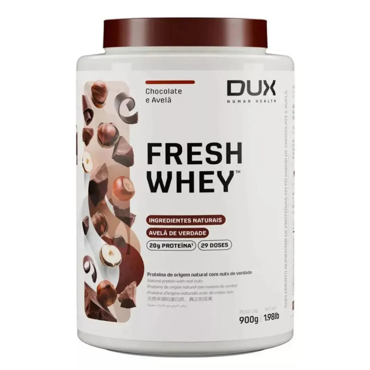 WHEY PROTEIN FRESH WHEY DUX 900G - CHOCOLATE BELGA E AVELã