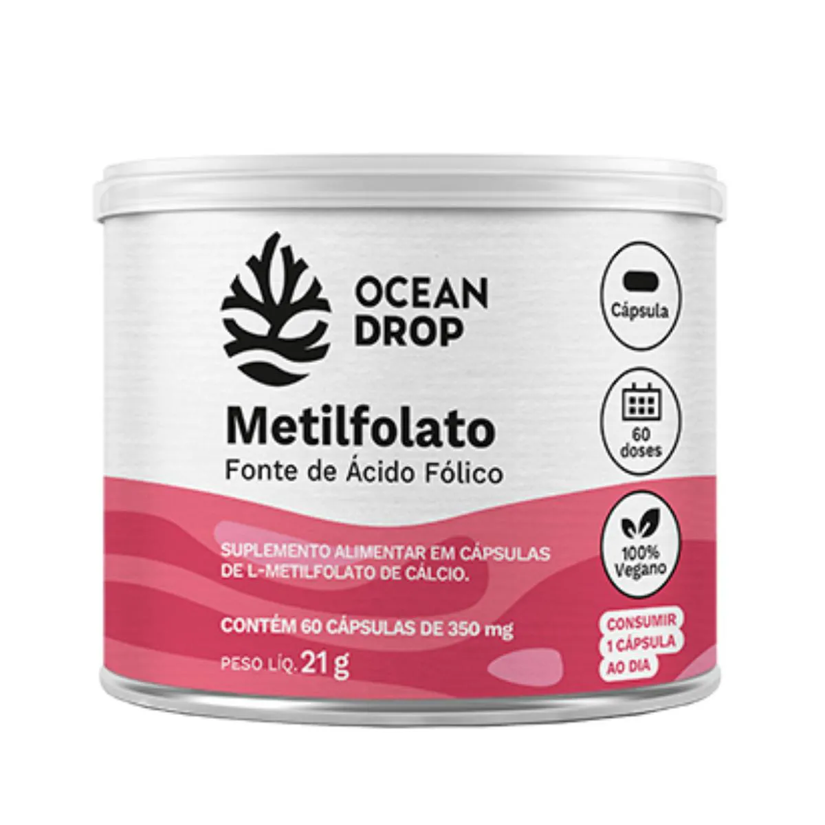 METILFOLATO ÁCIDO FóLICO 350MG OCEAN DROP 60 CAPSULAS SEM Sabor