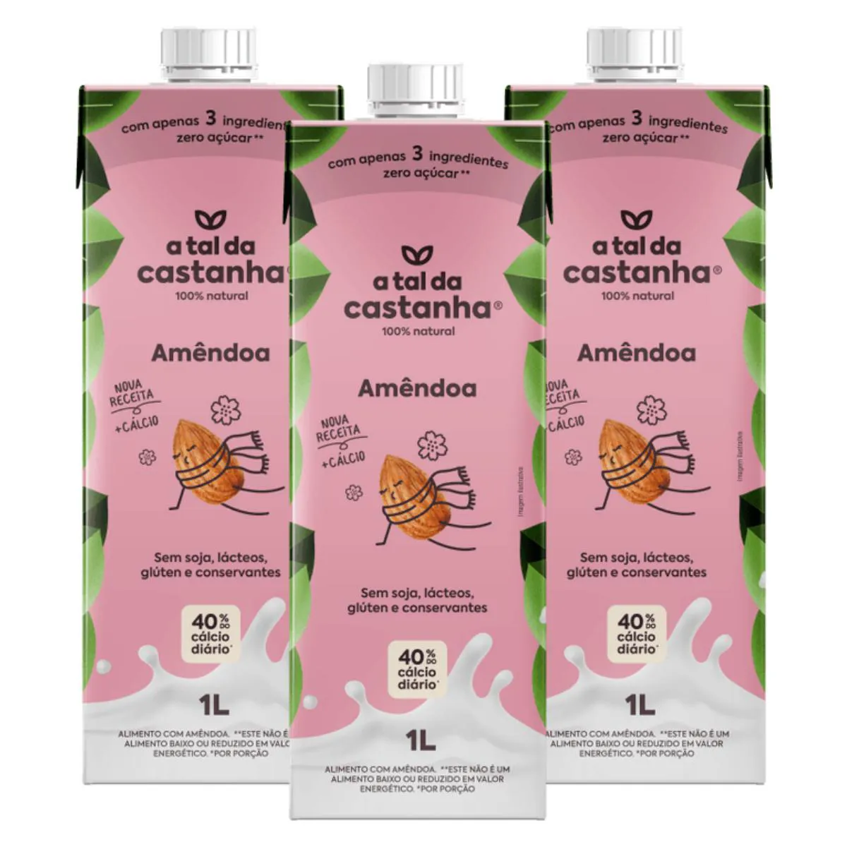 3X BEBIDA VEGETAL AMêNDOA A TAL DA CASTANHA 1 LITRO