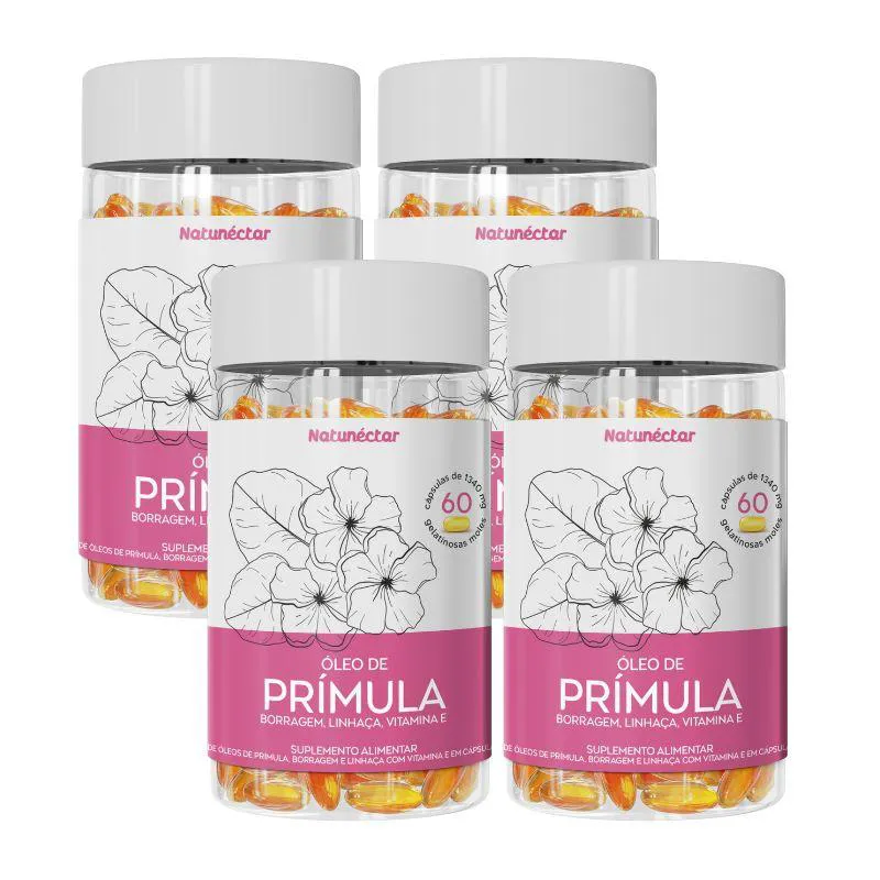 KIT ÓLEO DE PRíMULA SUPLEMENTO ALIMENTAR NATUNECTAR 1350MG – 4 UNID (240 CáPSULAS)