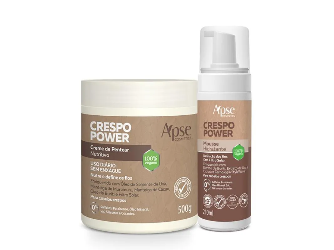 KIT APSE CRESPO POWER CREME DE PENTEAR 500G E MOUSSE 210ML