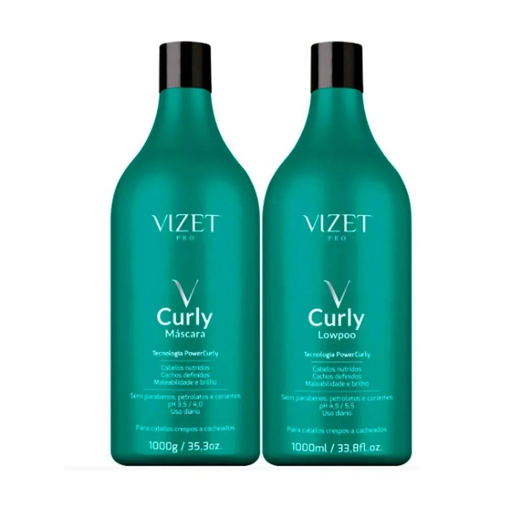 KIT VIZET CURLY SHAMPO LO POO + MáSCARA 1L