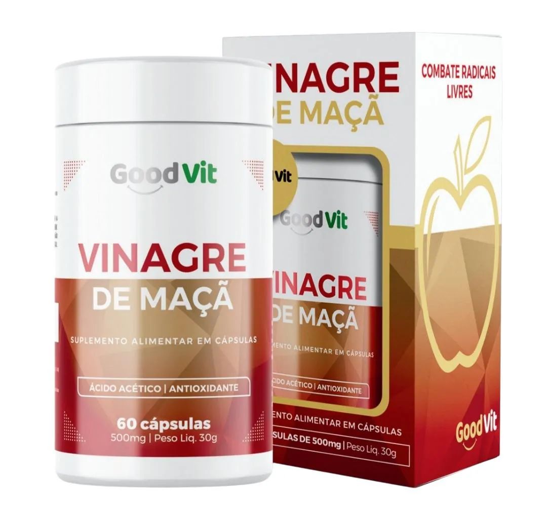 VINAGRE DE MAçA COM 60 CáPSULAS DE 500MGGOOD VIT