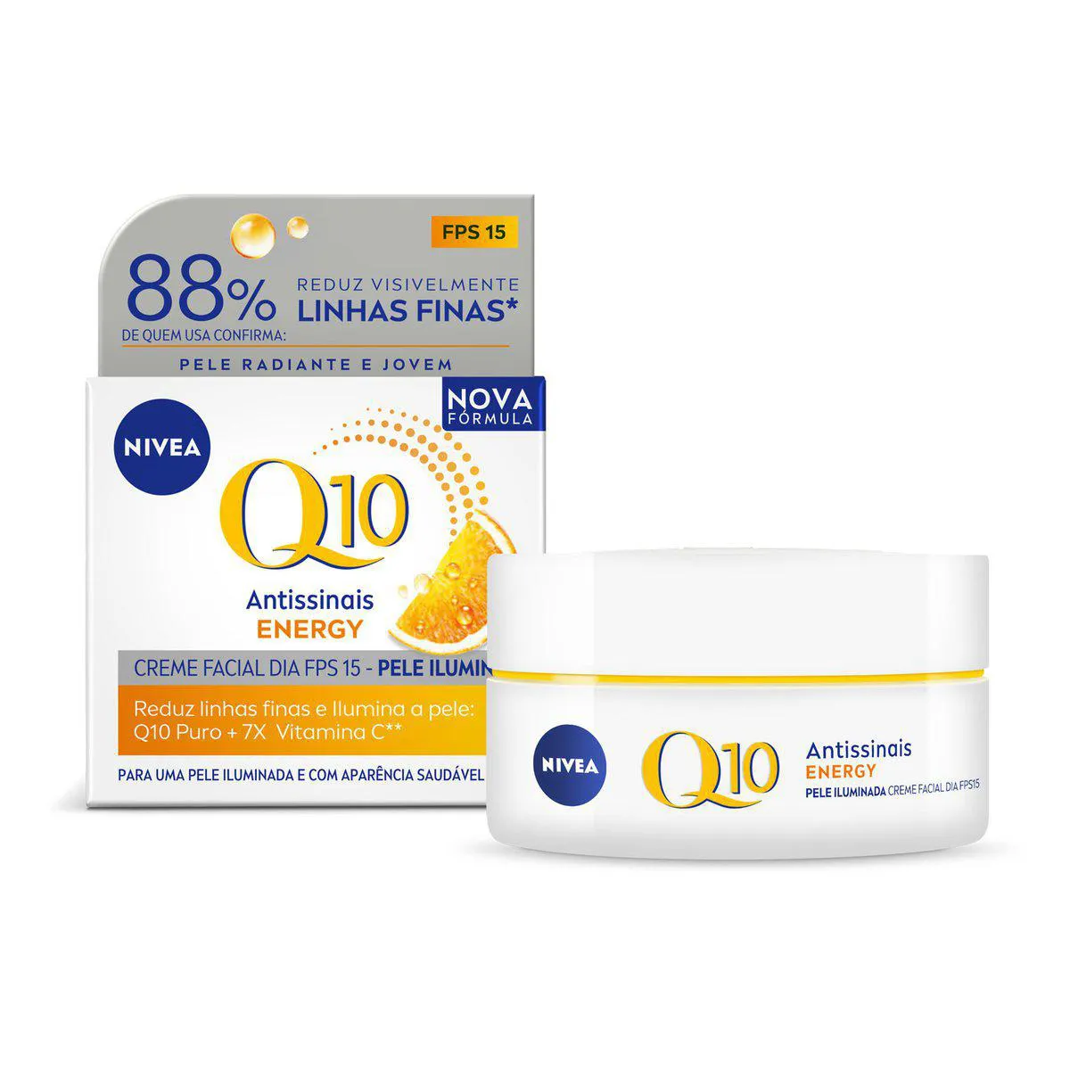 Creme Facial Antissinais Dia Nivea Q10 Energy Vitamina C FPS 15 50g