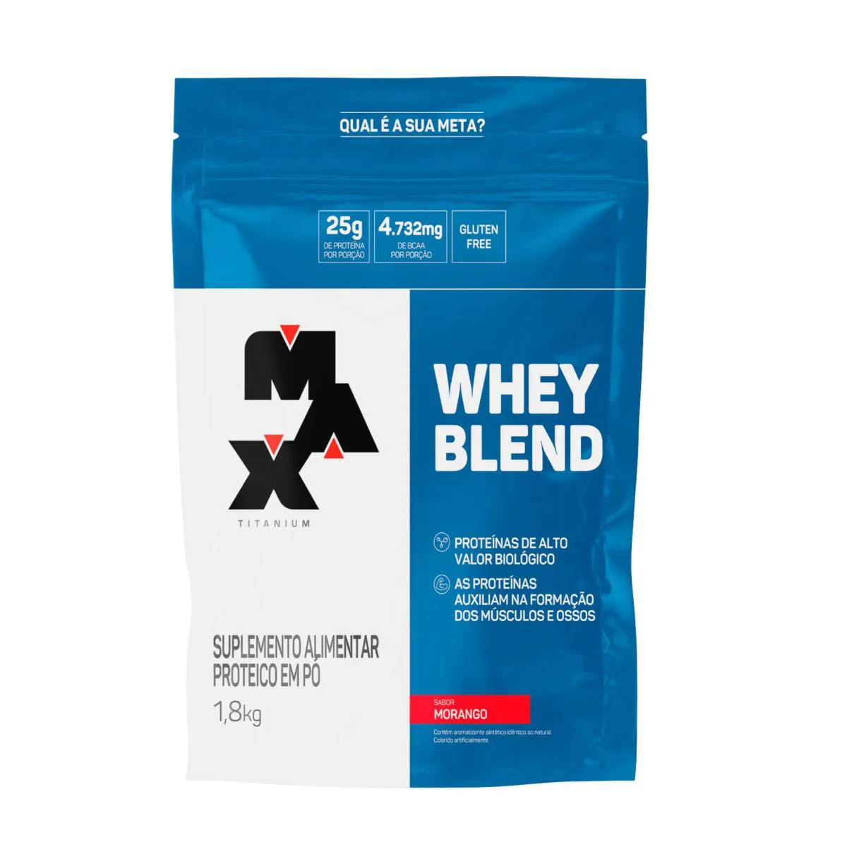 WHEY BLEND PROTEIN 1,8KG SABOR MORANGO - MAX TITANIUM 18 KG