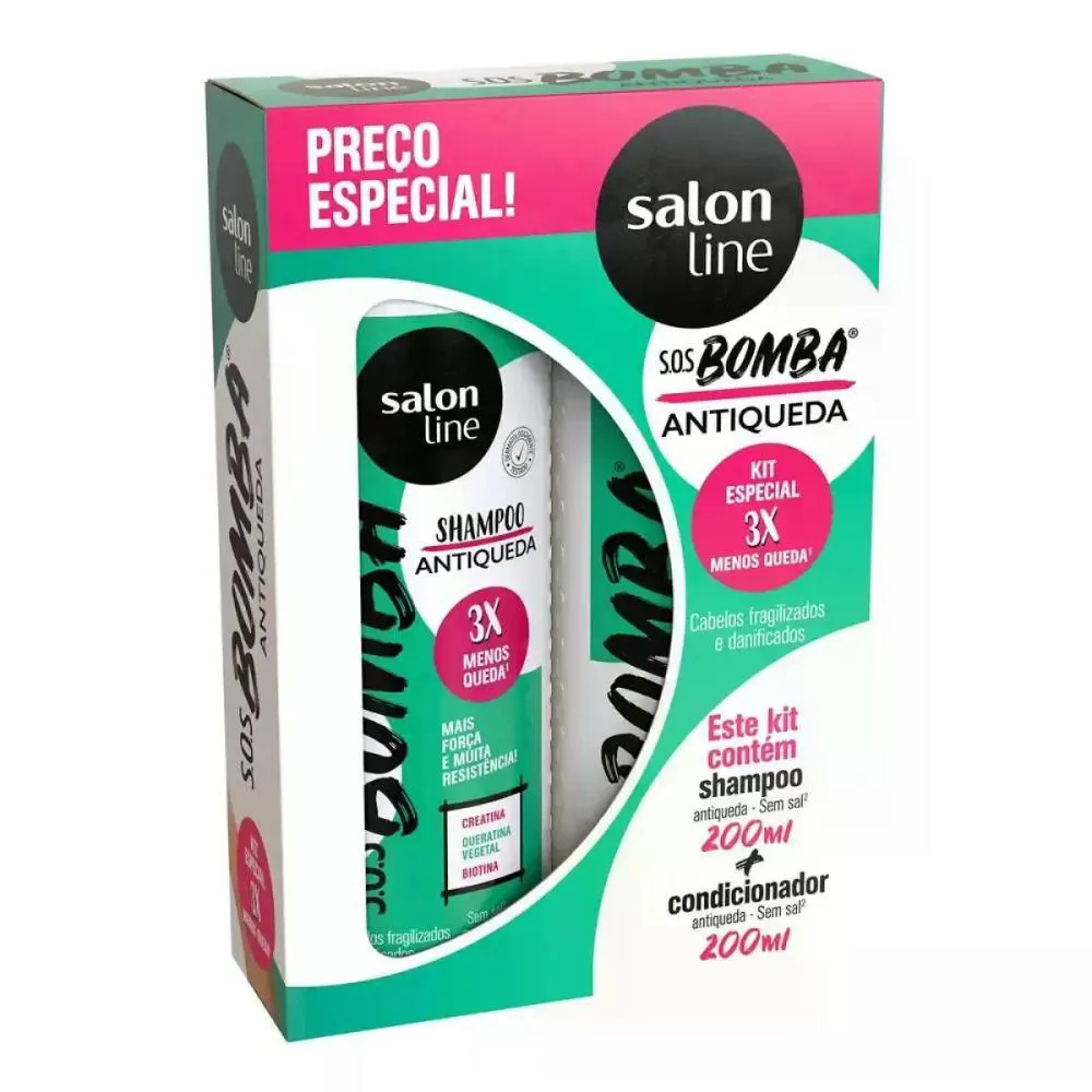 KIT SHAMPOO + CONDICIONADOR BOMBA ANTIQUEDA SALON LINE 200ML