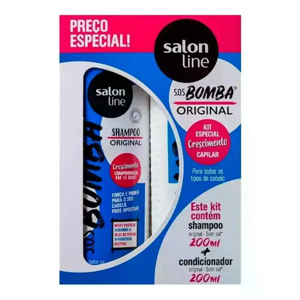 KIT SHAMPOO + CONDICIONADOR SOS BOMBA SALON LINE 200ML
