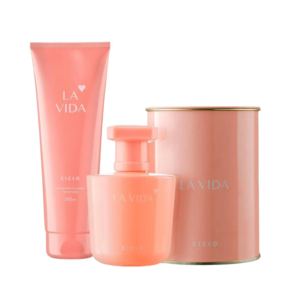 KIT DEO COLôNIA LATA 100ML + CREME HIDRATANTE LA VIDA CICLO COSMéTICOS