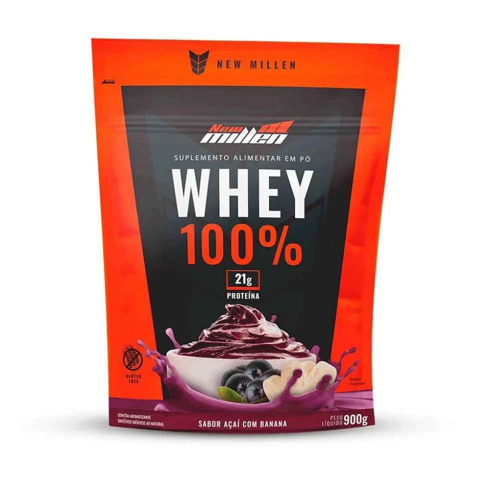 WHEY 100% REFIL (900G) - SABOR: AçAI COM  BANANA