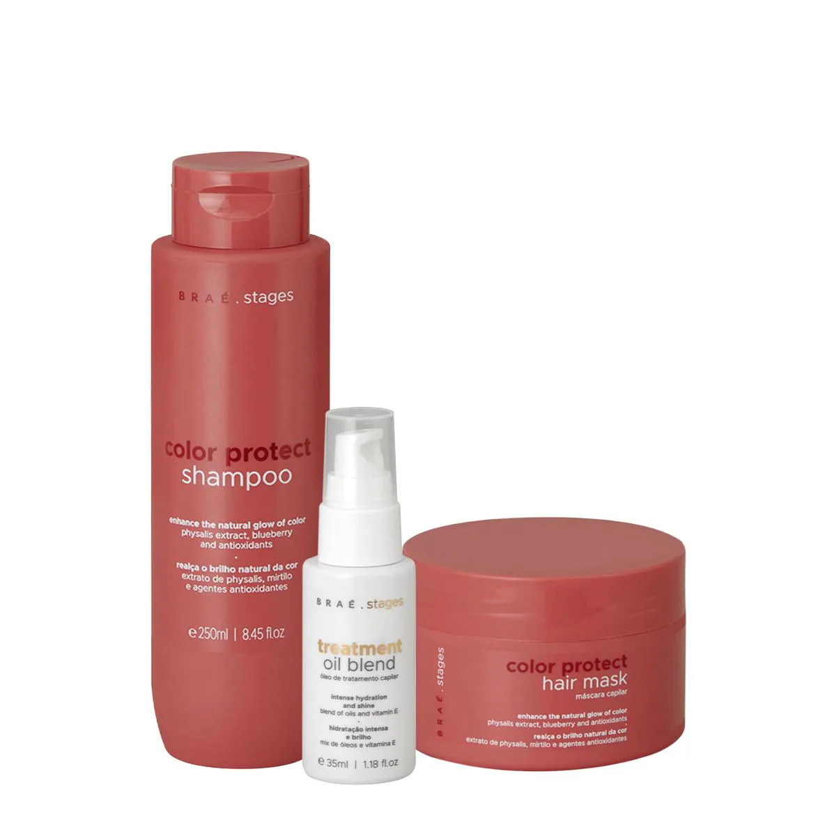 KIT BRAé STAGES COLOR PROTECT SHAMPOO MáSCARA OIL (3 PRODUTOS)