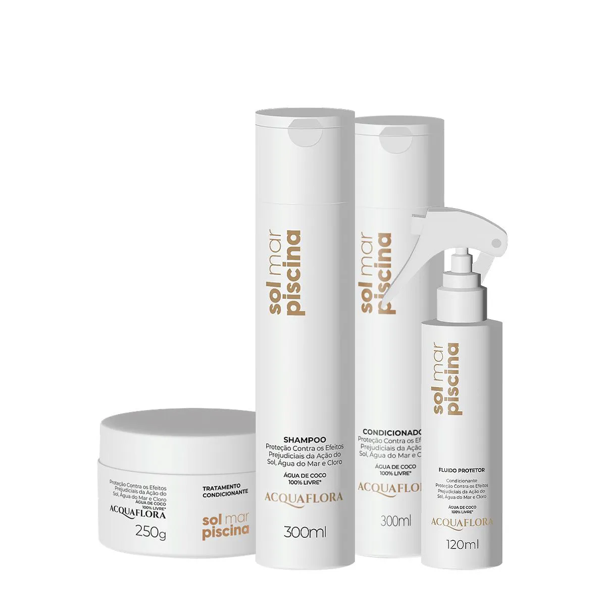 KIT ACQUAFLORA SOL MAR PISCINA HOME CARE LEAVE-IN (4 PRODUTOS)